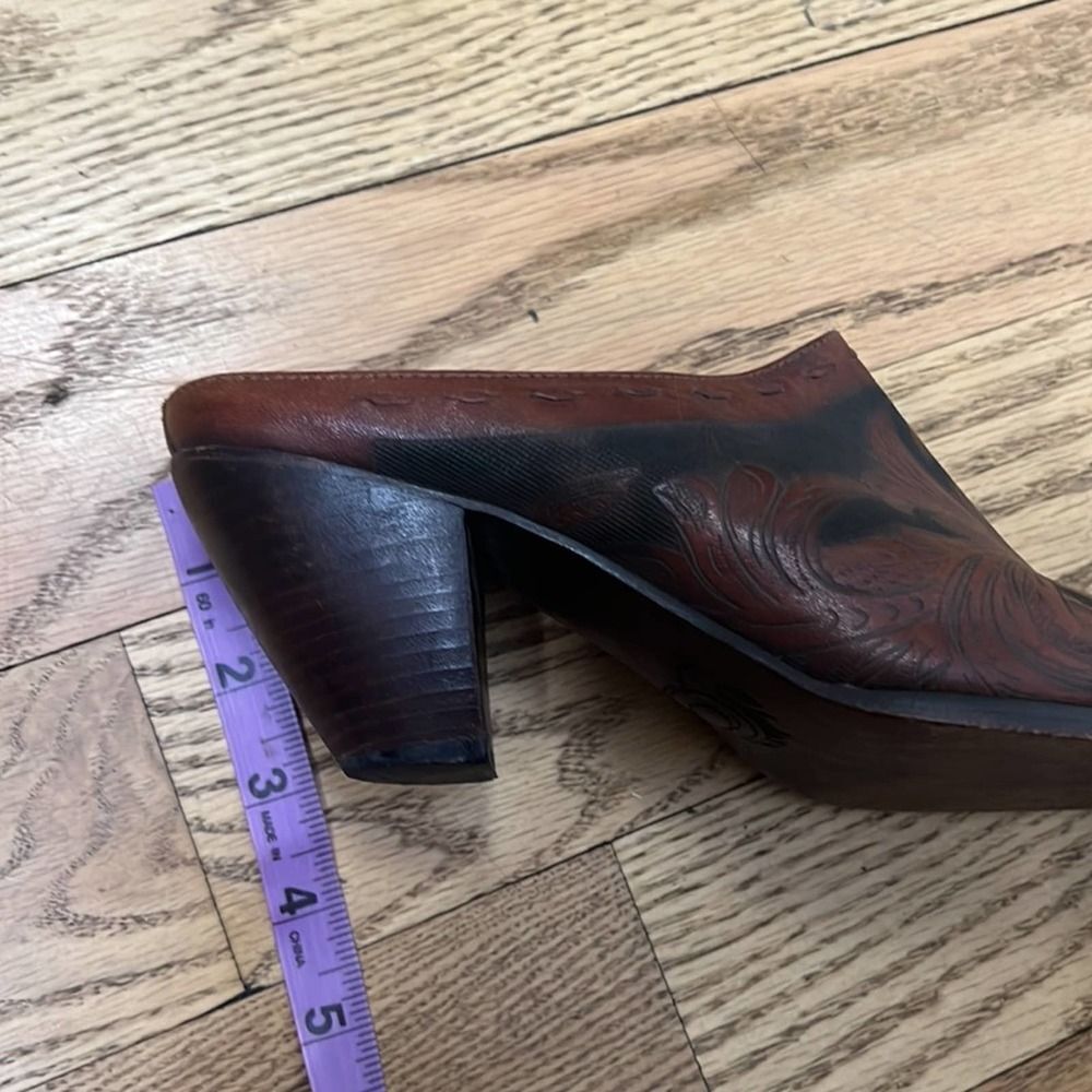 CHARLIE 1 HORSE LEATHER SLIP ON MULE BRAZILIAN WESTERN SHOES SZ 9B - Picture 4 of 5